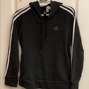 Adidas Black Pullover Hoodie with Three Stripes